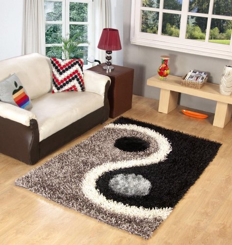 Burhani Furnishings Rectangular Polyester Shaggy Carpet, for Home, Pattern : Plain