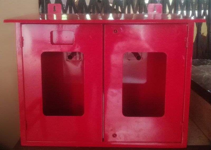 Single Door Durable Mild Steel Metal Fire Hose Box, Color : Red