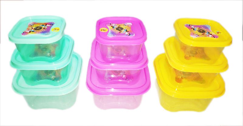 Antic 3 pcs plastic containers set, for Packing Lunch, Storing Spices, Feature : Eco Friendly, Fine Finish