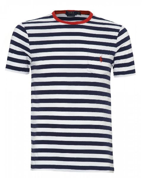 Cotton Mens Striped T-Shirt, Size : L, XL