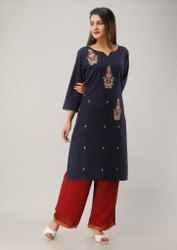 Plain Casual Wear Cotton Kurtis, Style : Straight