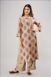 Hand Embroidered Cotton Kurtis, Style : Straight