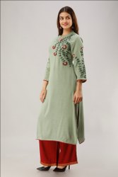 Plain Hand Embroidered Long Kurtis, Occasion : Casual Wear, Party Wear