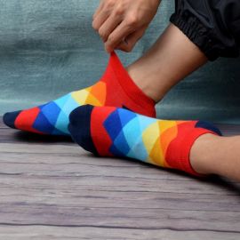 Cotton Checked Premium Rainbow Socks, Feature : Comfortable, SoftTexture
