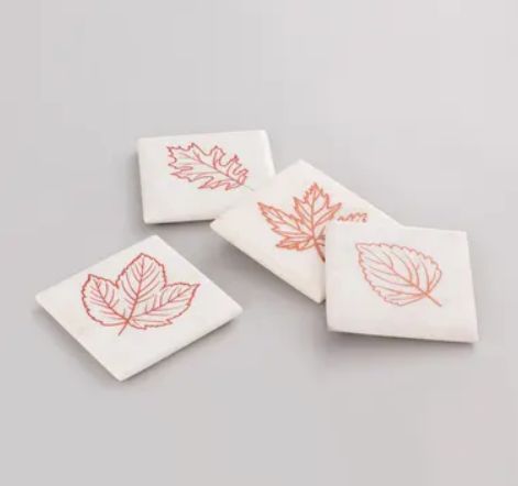 Polished Printed Ceramic Square Coaster Set, Size : Standard