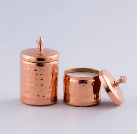 Polished Copper Wax Filled Votive Candle, Technics : Machine Made