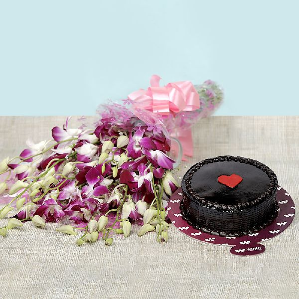 Chocolate Cake With Orchids