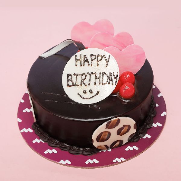 Round Double Chocolate Birthday Cake, Color : Dark Brown