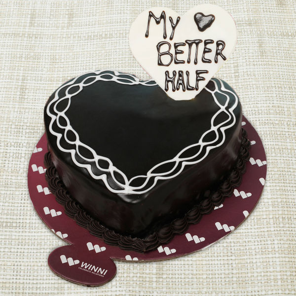 My Better Half Heart Shape Chocolate Cake