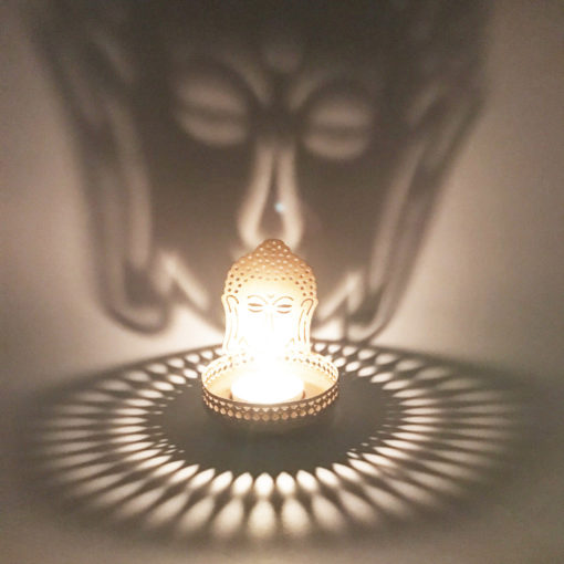 Shadow Buddha Metal Tea Light Holder