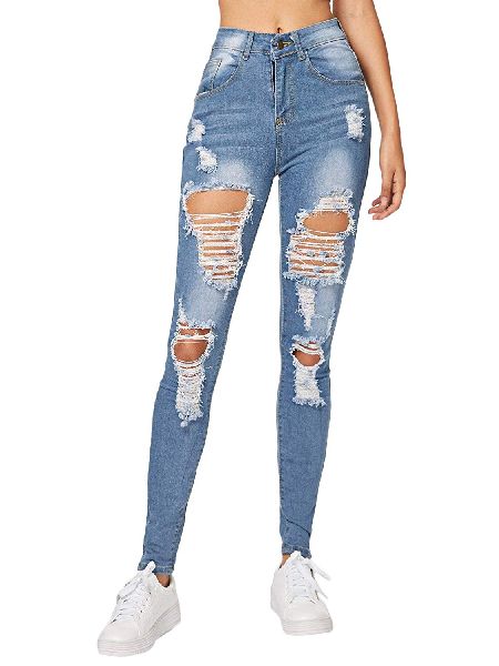 Milumia Women’s Casual Mid Waist Skinny Ripped Jeans Denim Pants