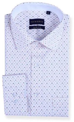 Beige Geometric Printed Shirt, Sleeve Style : Full Sleeve