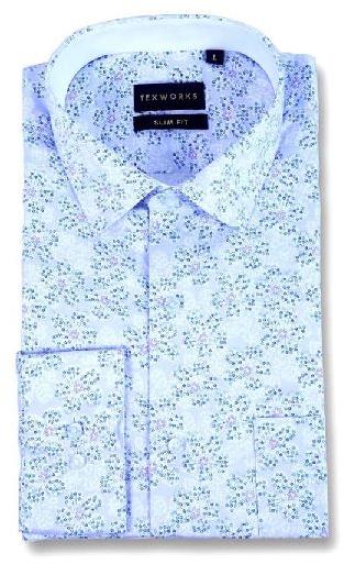 Blue Floral Satin Printed Shirt