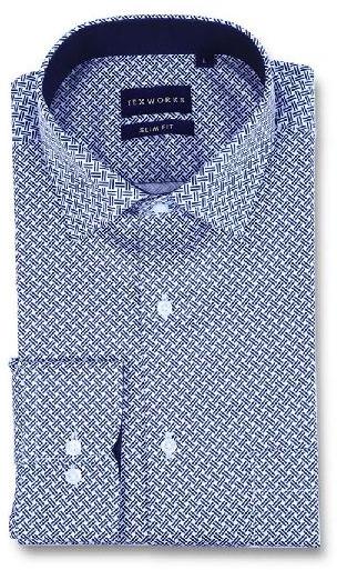 Blue Geometric Printed Shirt, Color : Grey, White