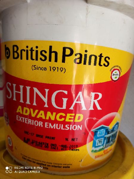 British Paints Shingar Advanced Exterior Emulsion, Packaging Type : Plastic Buckets