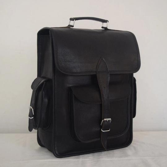 Handcrafted Leather Black Backpack