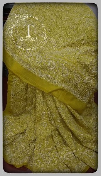 Cotton Chikankari Work Saree, for Dresses, Feature : Anti-Shrink, Anti-shrinkage, Attractive Looks