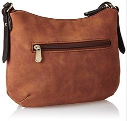 Women Brown Leather Sling Bag, Size : 9x7 inch