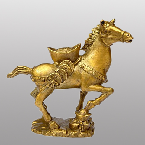 Plain Brass Horse Statue, Color : Golden