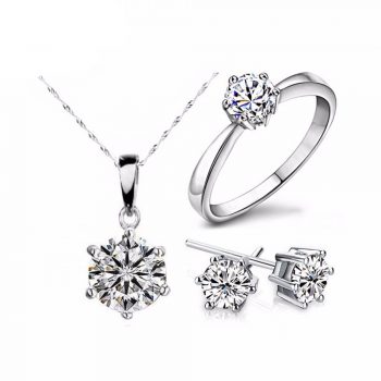 Fashion Silver Zircon Jewelry Set, Color : Grey