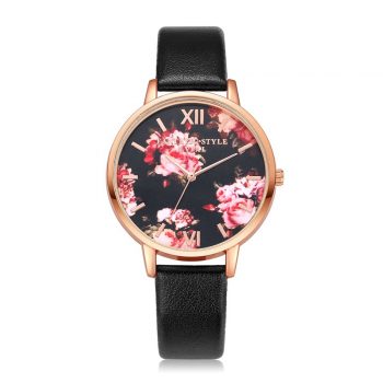 Ladies Elegant Floral Dial Watch