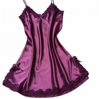 Ladies Lace Trim Silk Night Gown, Size : XL