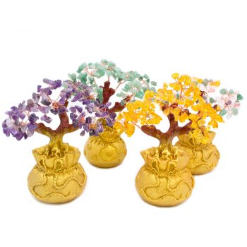 Metal Mini Crystal Money Tree, for Decoratioon, Color : Multi Color