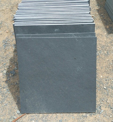 Polished Tiles Natural Black Limestone Slabs, for Flooring, Shape : Square