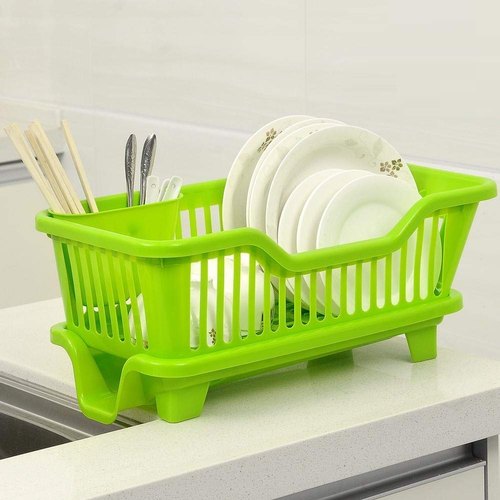 Non Polished Plastic Dish Rack Drainer, Color : Red, Silver, White