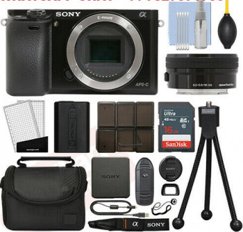 Sony Alpha A6400 Mirrorless 4k 16-50mm Lens Black + 16gb Ki