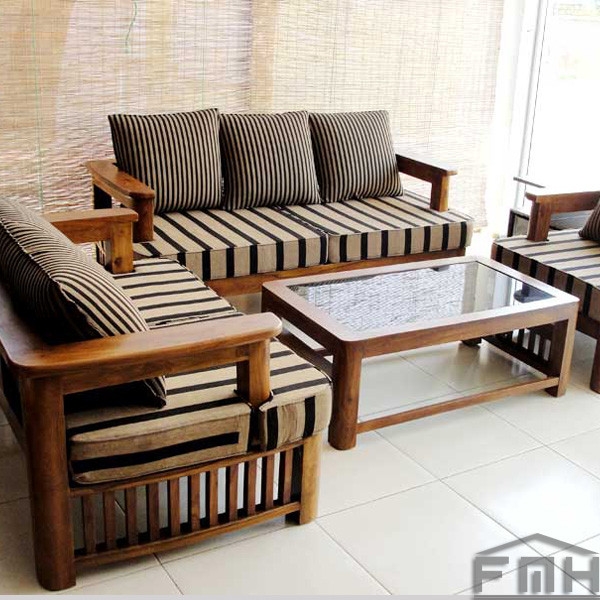 Stylish Modular Wooden Living Sofa Set