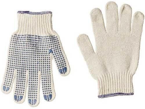 Dotted Cotton Knitted Glove, Color : White Blue