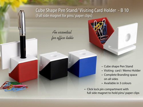 Plastic Cube Shape Pen Stand, Packaging Type : Paper Box, Color : Multicolor