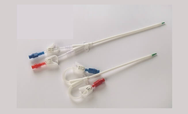 Rubber Double Lumen Catheter, for Nephrology, Length : 20-40cm