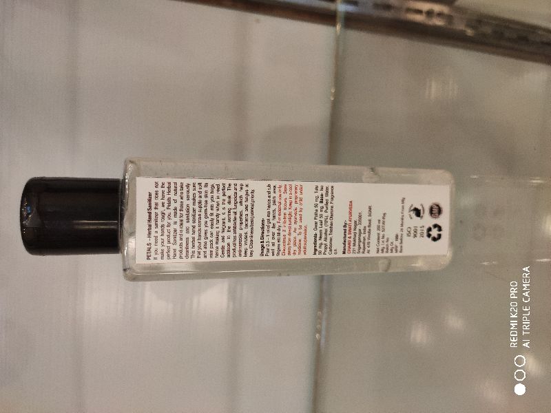 Petals Ayurveda hand sanitizer, Packaging Size : 100ml, 200 ml
