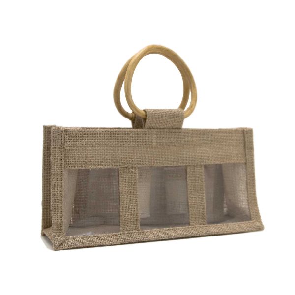 Jute 3 bottle jar bags, for Daily Use, Packaging, Size : Multisizes, Customised