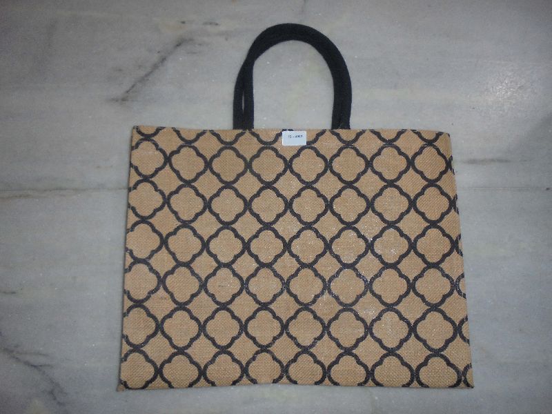 Jute bag with dyed black luxury soft handle