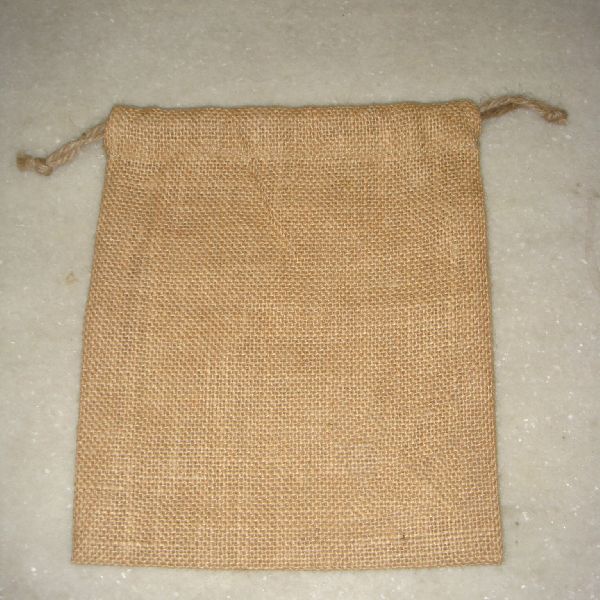 Jute pouch with drawstring, Pattern : Plain, Printed