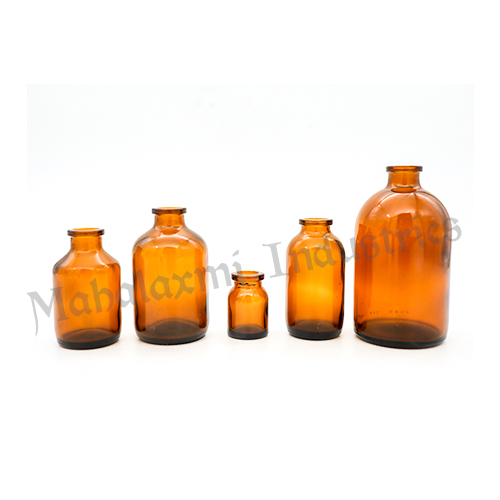 Amber Molded Glass Vial, for Laboratory Use, Medical Use, Pattern : Plain