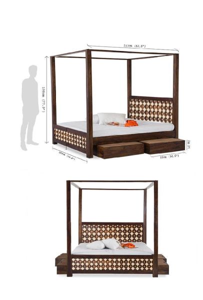 Polished Wooden Four Poster Bed, Feature : Durable, Termite Proof