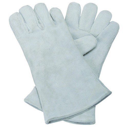 Plain Grey Leather Welding Gloves, Size : Standard