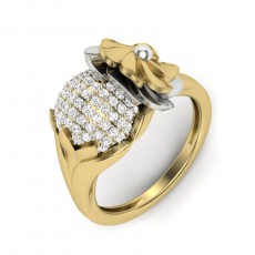 Gold Ladies Oranger Ring, Main Stone : Crystal