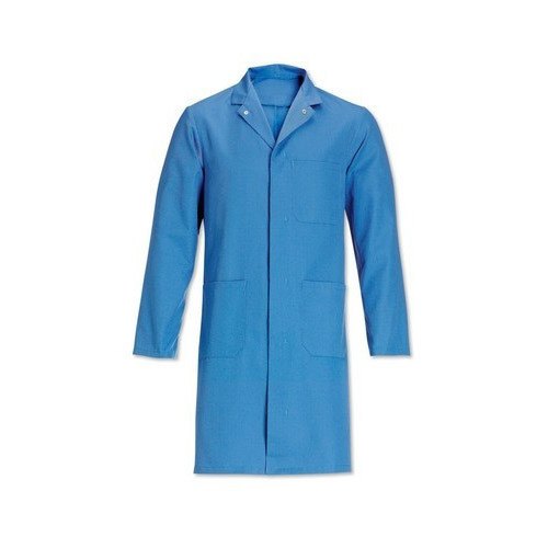 Plain Polyester Anti Static Long Coat, Color : Blue