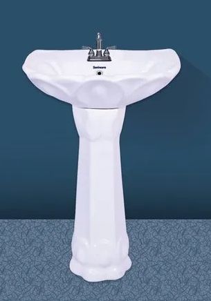 Polished Plain Ceramic Bathroom Pedestal Wash Basin, Size : Standard
