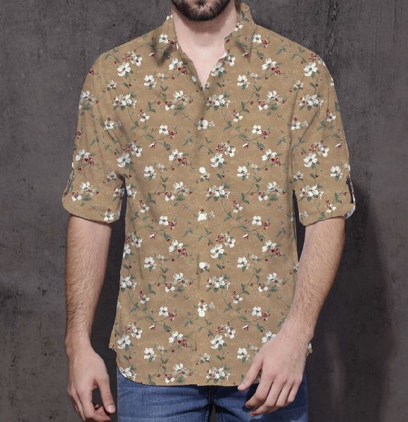 Printed Cotton Digital Print Casual Shirts For Mens, Full sleeves