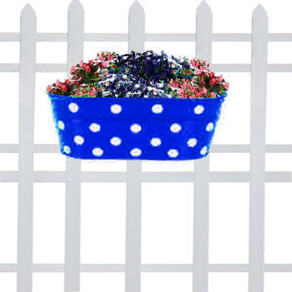 double hook dotted Oval railing planters (blue)