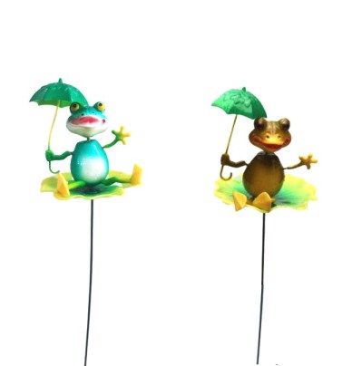 Frog with umbrella garden stake, for Decoration, Size : Medium