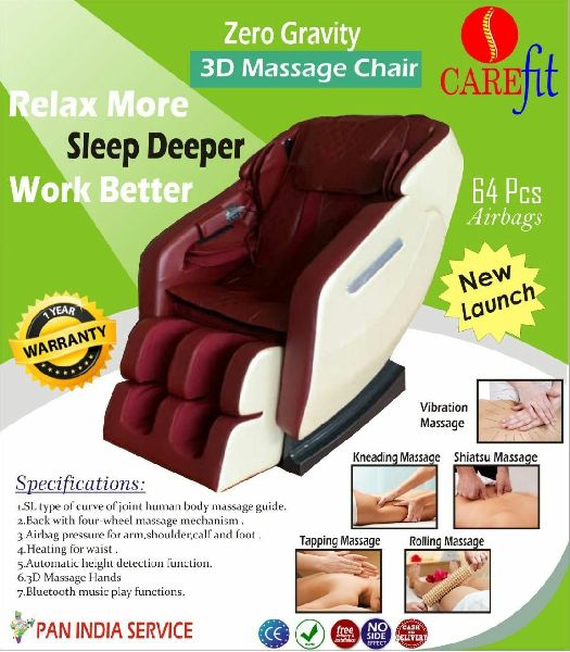Electricity Fully Automatic 3D Roller massage chair, for Home, Hotel, Mall, Saloon, Certificate : CE Ceretified