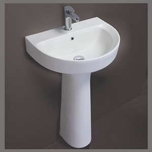 Rectangular Polished Ceramic ENM-33061-I-33063 Pedestal Wash Basin, for Home, Restaurant, Pattern : Plain