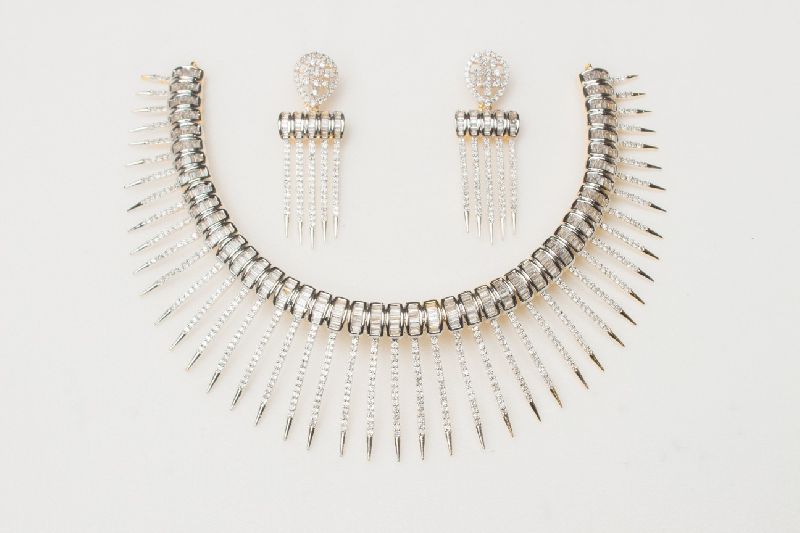 Designer American Diamond Necklace Set, Gender : Female